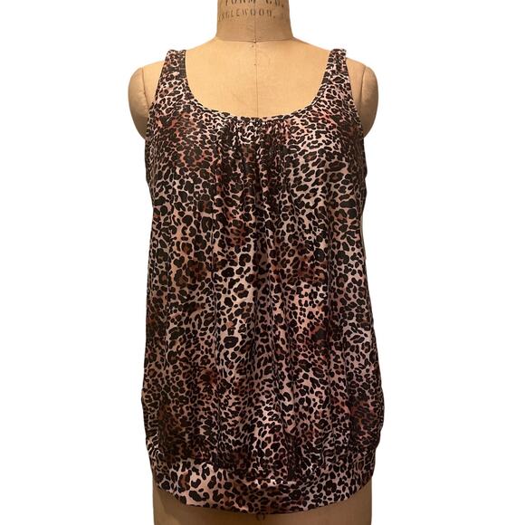 Yonique Leopard Blouson Adjustable Straps Swimsuit Tankini Top NWT Size 18W - Picture 3 of 10